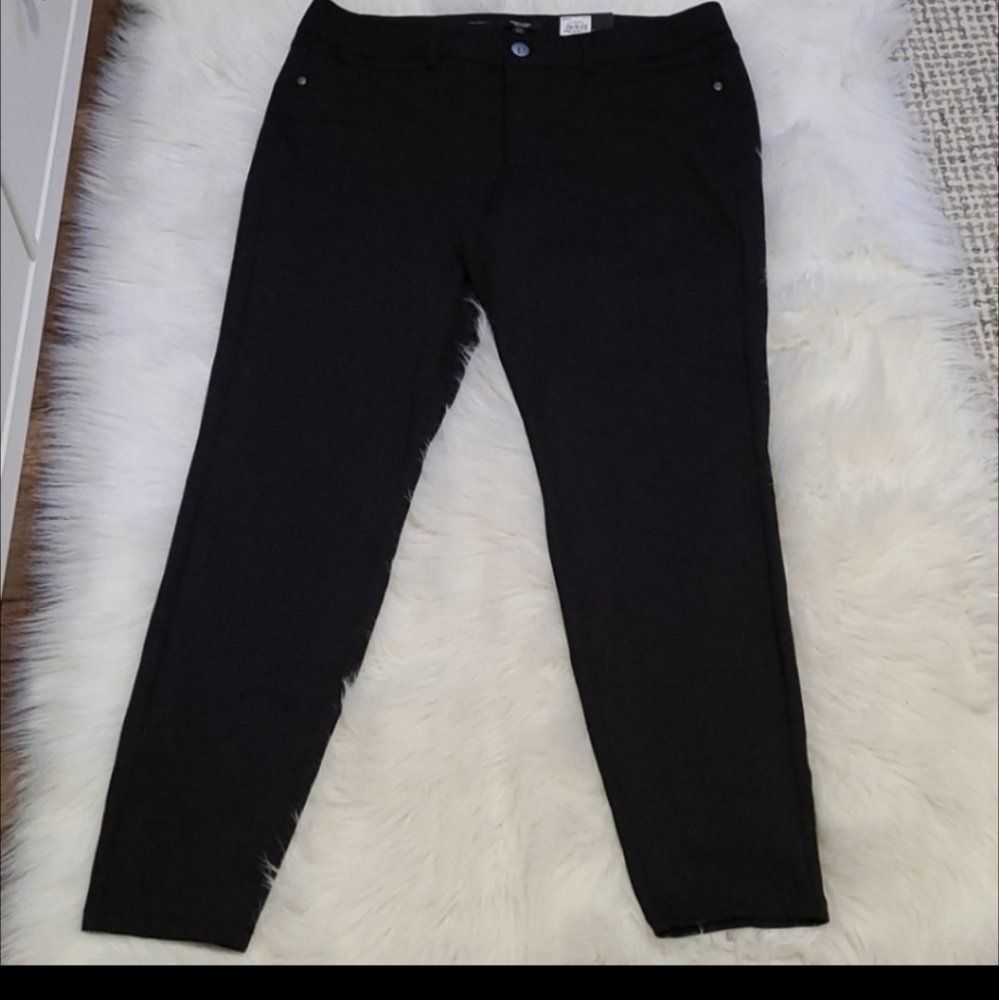 Vera Wang classic Black Mid-Rise slimming stretch fit skinny dress pants 0X - Picture 2 of 16